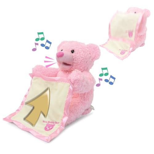 JAMARA Mrs. Babble Bear - hebt und senkt die Arme mit Decke, Verstecken Spielen, spricht und bewegt den Mund, weiches Fell, Pink von JAMARA
