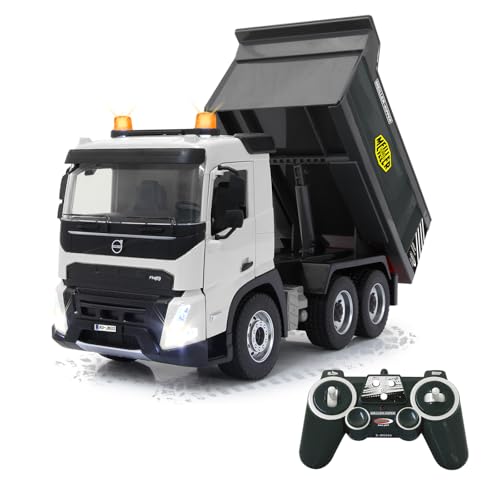 JAMARA Muldenkipper Volvo FMX Meiller 1:20 2,4GHz - Offiziell lizenziert, Rückfahrwarnsound, profilierte Gummireifen, LED Licht, Kippmulde hoch/runter, Baufahrzeug von JAMARA