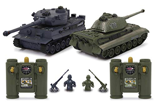 Jamara 403635 Panzer Tiger Battle Set 2,4 GHz-Battlemodus mit simulierter Schadensanzeige (Antriebsausfall, Kampf-und Fahrunfähig), extrem wendig, Geschützfeuer, Maschinengewehrfeuer, Grün/Schwarz von JAMARA