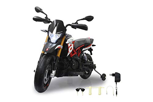 Jamara 460330 Ride-on Aprilia Dorsodoru 900 12V – Kinder Elektroauto, 2-Gang, 2 leistungsstarke Antriebsmotoren, gefederte Hinterradschwinge – Federhärte einstellbar, Batteriespannungsanzeige, LED Jamara 460330 Ride-on Aprilia Dorsodoru 900 12V – Kinder Elektroauto, 2-Gang, 2 leistungsstarke Antriebsmotoren, gefederte Hinterradschwinge – Federhärte einstellbar, Batteriespannungsanzeige, LED von JAMARA