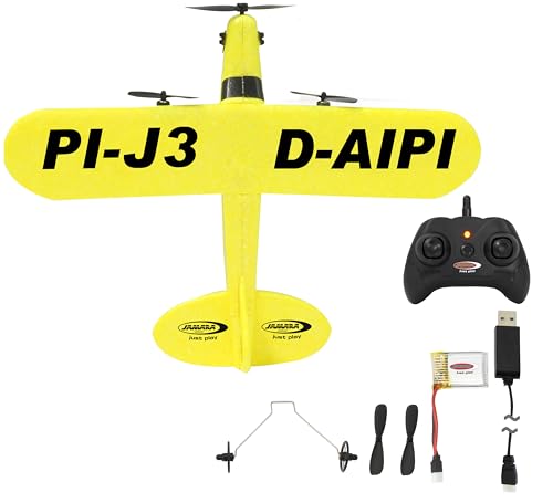 Piper J3-CUB Flugzeug 2,4 GHz Gyro 2CH - 2,4GHz Mehrspielerbetrieb, Flexibles Mikroschaum, Einsteigertauglich, Gelb von JAMARA