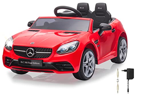 Ride-on Mercedes-Benz SLC 12V – Leistungsstarker 12V Akku für Lange Fahrzeit, Akkustandanzeige, LED Scheinwerfer, Ultra Grip Gummiringe, Audio Aux-Anschluss, USB von JAMARA