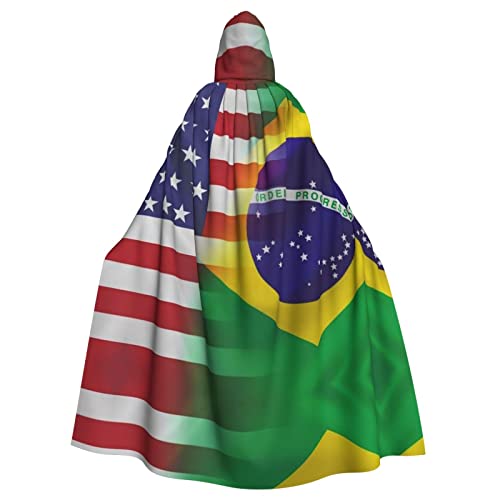 JAMCHE Amerikanische und brasilianische Flaggen drucken Kapuzenumhang für Weihnachten Halloween Cosplay Kostüme von JAMCHE