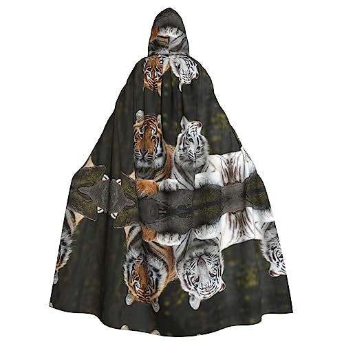 JAMCHE Tiger Couple Print Hooded Cloak For Christmas Halloween Cosplay Costumes von JAMCHE