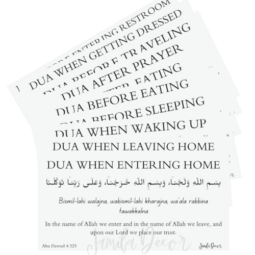Islamische Dua Aufkleber Set mit 10 abnehmbaren muslimischen Dua Aufkleber Aufkleber Wandkunstaufkleber Arabisch und Englisch Heimdekoration Ramadan Dekor Sunnah Duas (islamische Dua-Aufkleber) von JAMILA DECOR