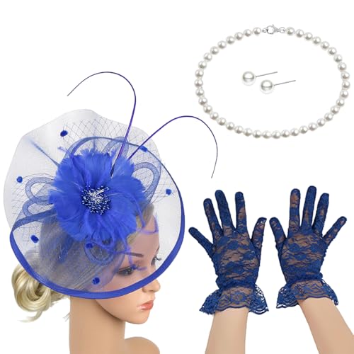 JAMNGHB Eleganter Fascinator, Hut-Haarspange und Halskette, Kostüm-Set, Haar-Accessoire für Pferderennen, Events, Cocktails, Party-Dekorationen, Pferderennen-Zubehör JAMNGHB Eleganter Fascinator, Hut-Haarspange und Halskette, Kostüm-Set, Haar-Accessoire für Pferderennen, Events, Cocktails, Party-Dekorationen, Pferderennen-Zubehör von JAMNGHB