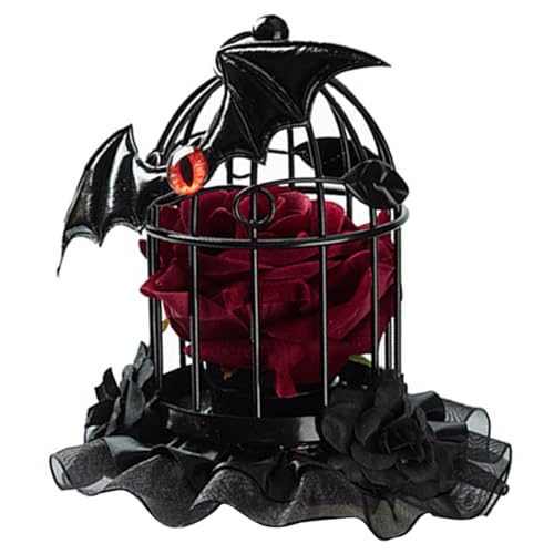 JAMNGHB Eleganter Vogelkäfig-Schleierhut mit dunklen Rosen-Verzierungen und Haarspangen für Mottopartys, eleganter Gothic-Partyhut von JAMNGHB