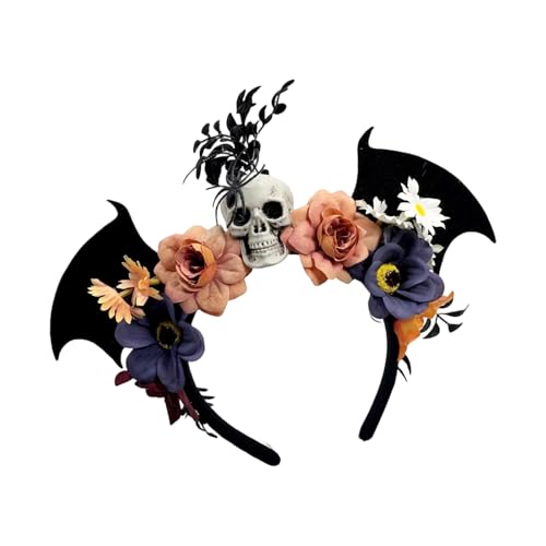 JAMNGHB Floraler Fledermaus-Schädel, Kopfbedeckung, detaillierte Handwerkskunst, bequem zu tragen, Halloween, Themenpartys, Tanzveranstaltungen, alle Altersgruppen, Festival-Haarband für von JAMNGHB