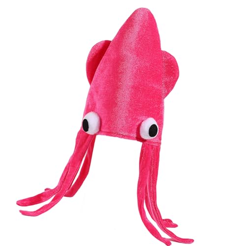 JAMNGHB Lustiger Tintenfischhut mit langen Quasten für Maskerade, Party, Cosplay, Event, weiche Kopfbedeckung für Bühnenshow, Halloween, Kostümzubehör von JAMNGHB