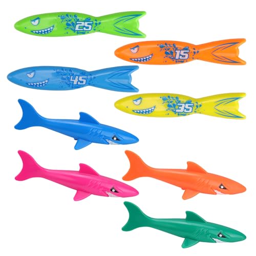 JANDH 8 Stücke Tauchspielzeug für Kinder, Hai Spielzeug, Schwimmbad Spielzeug, Wurf-Torpedo, für Unterwasserspiel und Tauchtraining von Kindern JANDH 8 Stücke Tauchspielzeug für Kinder, Hai Spielzeug, Schwimmbad Spielzeug, Wurf-Torpedo, für Unterwasserspiel und Tauchtraining von Kindern von JANDH