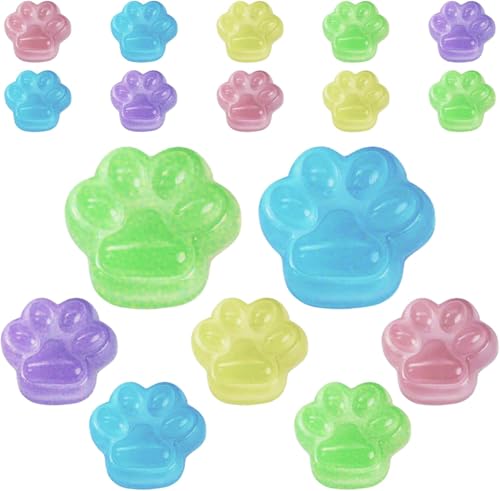 3 Größen Nachtleuchtende Taba Squishy Katzenpfote Squeeze Toys 17-teiliges Stressabbau-Set (2 große + 5 mittlere + 10 kleine) weiches Silikon sensorisches Fidget-Spielzeug für Erwachsene und Kinder von JANESVISSY