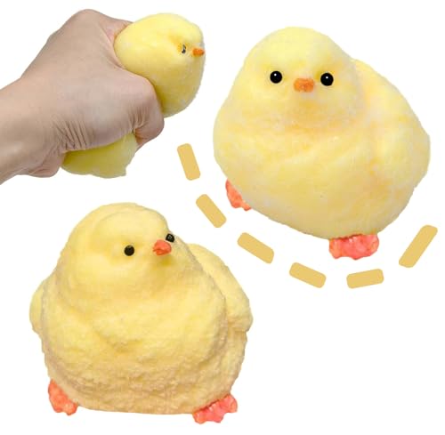 Chikc Squishy Fidget Spielzeug, großes Küken, Stressabbau, sensorisches Spielzeug, handgefertigtes Küken-Quetschspielzeug für Kinder und Erwachsene, Simulation und lustiges Huhn, 2 Stück von JANESVISSY