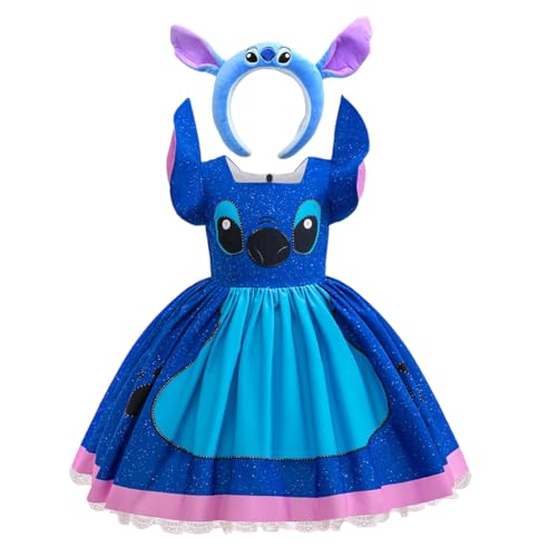 JANGZIIA Hawaii Kleid Lilo Kostüm Prinzessin Kleid Mädchen mit Stirnband für Halloween Karneval Geburtstag Party Cosplay von JANGZIIA