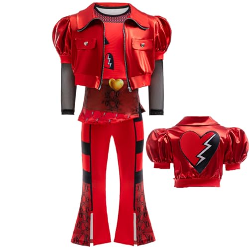 JANGZIIA Rise of Red costume Descendant 4 Movie Cosplay Kostüm Mädchen, Kleid Kinder Karneval Halloween Geburtstag Party Dress Up für Kinder 3-13 Jahre von JANGZIIA
