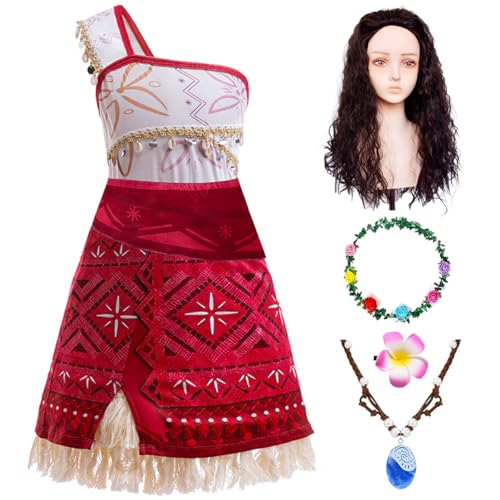 JANGZIIA Vaiana Kostüm Kinder mit Perücke, Halskette, Blumenkrone und Haarspange. Prinzessin Moana Vaiana 2 Kostüm für Mädchen, Hawaiianischer Karneval, Geburtstag, Cosplay-Kostüm JANGZIIA Vaiana Kostüm Kinder mit Perücke, Halskette, Blumenkrone und Haarspange. Prinzessin Moana Vaiana 2 Kostüm für Mädchen, Hawaiianischer Karneval, Geburtstag, Cosplay-Kostüm von JANGZIIA