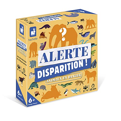 JANOD - Vermisstungsalarm - Gefahrene Tiere - Gesellschaftsspiel Kinder - kooperatives Lernspiel - Spiel für die Familie - Beobachtung und Erinnerung Französische Sprache - ab 6 Jahren, J02458 von JANOD