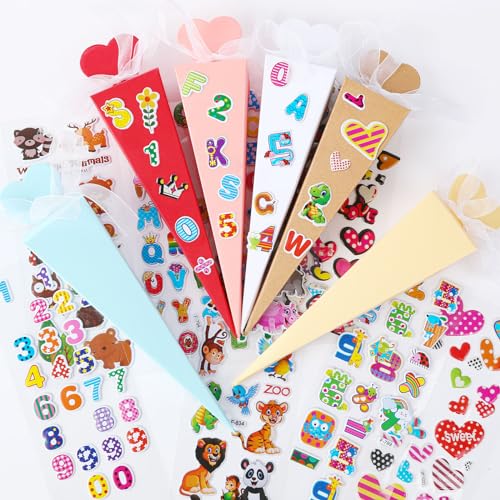 JANYUN Klein Schultüten, 36 Stück Geschwisterschultüte 20cm Schultüte Geschwistertüten Bunte Zuckertüte mit Aufkleber Jungen Mädchen Schultüte Bastelset zur Einschulung und Schulanfang Deko JANYUN Klein Schultüten, 36 Stück Geschwisterschultüte 20cm Schultüte Geschwistertüten Bunte Zuckertüte mit Aufkleber Jungen Mädchen Schultüte Bastelset zur Einschulung und Schulanfang Deko von JANYUN