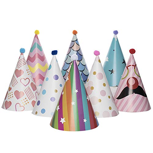 JANZU 8 Stück Blattgold, Geburtstag, Party, Kegel, Hüte für Erwachsene und Kinder, Dekoration für Partys von JANZU