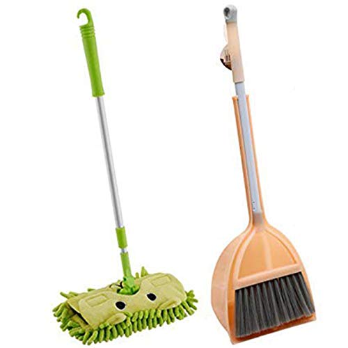 JANZU Reinigungswerkzeuge für Kinder, 3-teilig, kleine Kehrschaufel, Reinigungshelfer-Set für den Haushalt (3-teilig) von JANZU