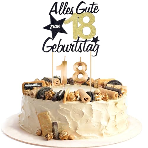 JAONLD 18 Geburtstag Deko Tortendeko Kuchen Deko Glitzer Schwarz Gold Bringen sie Geburtstagskerzen mit,Tortendeko Geburtstag Geeignet als Kuchendekoration zum 18. Geburtstag JAONLD 18 Geburtstag Deko Tortendeko Kuchen Deko Glitzer Schwarz Gold Bringen sie Geburtstagskerzen mit,Tortendeko Geburtstag Geeignet als Kuchendekoration zum 18. Geburtstag von JAONLD