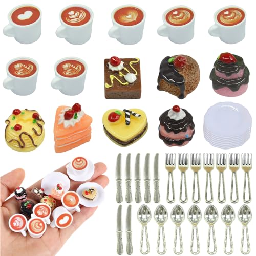 JAONLD 42 Pcs Miniatur Essen Puppengeschirr Puppenhaus Geschirr 1/12 Wichtel Essen Teiliges Puppenhaus Zubehör Küche Harz Lebensmittel Spielzeug Set für Miniküche, Mini Teeparty, DIY Mikrolandschaft JAONLD 42 Pcs Miniatur Essen Puppengeschirr Puppenhaus Geschirr 1/12 Wichtel Essen Teiliges Puppenhaus Zubehör Küche Harz Lebensmittel Spielzeug Set für Miniküche, Mini Teeparty, DIY Mikrolandschaft von JAONLD