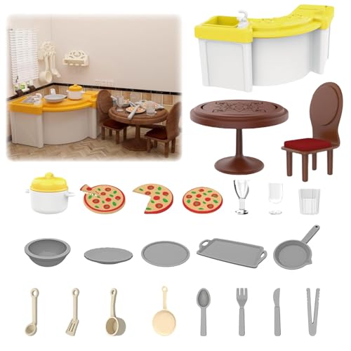 JAONLD 23 Stück Miniatur Haus Bausatz Küche 1:12 Puppenhaus Zubehör Möbel Puppenhaus Möbel Set Verwendet für Mini Puppenhäuser und DIY Mikrolandschaften von JAONLD