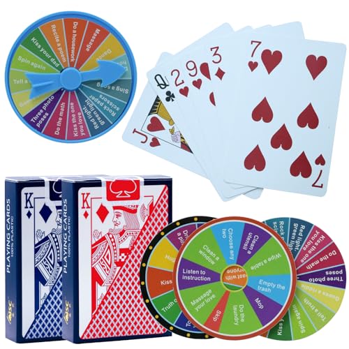 JASFLY 2X Plastik Spielkarten, Wasserdicht pokerkarten, Skat Karten für Das Geschenkpartyspiel, Texas Holdem Poker, Blackjack, Bridge, mit Einem Strafrad (Rot und Blau) von JASFLY