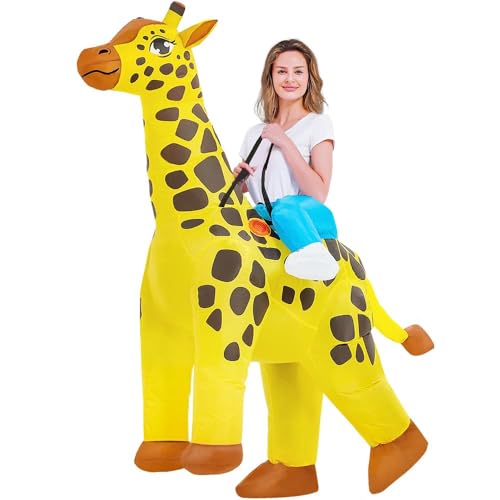 JASHKE Aufblasbares Giraffenkostüm für Erwachsene Giraffen-Aufsitzkostüm Aufblasbare Kostüme Halloween Karneval Weihnachtskostüm JASHKE Aufblasbares Giraffenkostüm für Erwachsene Giraffen-Aufsitzkostüm Aufblasbare Kostüme Halloween Karneval Weihnachtskostüm von JASHKE