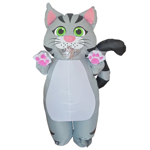 JASHKE Aufblasbares Katzenkostüm Erwachsene Aufblasbare Halloweenkostüme Aufgeblasene Katzenkostüme Kostüm für Erwachsene von JASHKE