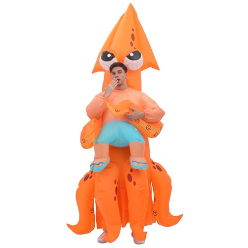 JASHKE Aufblasbares Tintenfisch Kostüm Erwachsene Aufblasbare Halloweenkostüme Aufgeblasene Tintenfisch Entführungs Kostüm für Erwachsene von JASHKE