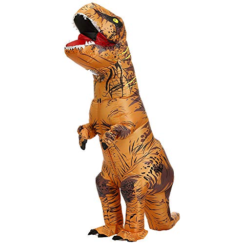 JASHKE Aufblasbares T-Rex Kostüm Aufblasbares Dinosaurier Kostüm Dino Kostüme für Erwachsene (Braun) von JASHKE