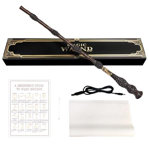 JATERWI Harry Zauberstab Geschenkbox mit Zauberspruch Karte, Zauberstab Harry Kostüm Zubehör für Cosplay, Harry Magic Wand Zauberfans.(38cm) von JATERWI