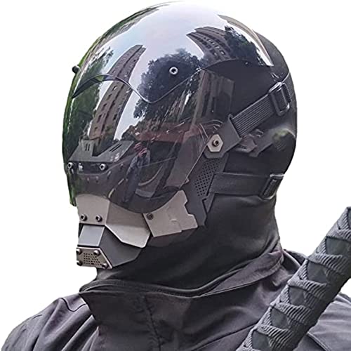 JAUPTO Punk Maske Helm Cosplay Herren Damen Futuristische Punk Techwear Halloween Cosplay Fit Party Musik Festival Zubehör mit Licht (Base B) von JAUPTO