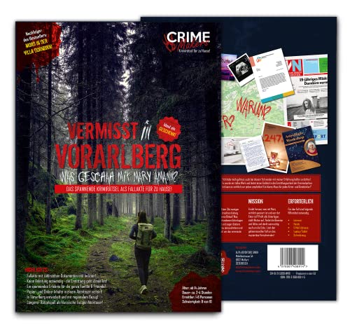 JAWAonline Crime Makers Detektiv Spiel - Rätselbuch Vermisst in Vorarlberg - Escape Room - Spannendes Rätselspiel - Gesellschaftsspiel für Erwachsene und Kinder - Tatort Krimi JAWAonline Crime Makers Detektiv Spiel - Rätselbuch Vermisst in Vorarlberg - Escape Room - Spannendes Rätselspiel - Gesellschaftsspiel für Erwachsene und Kinder - Tatort Krimi von JAWAonline