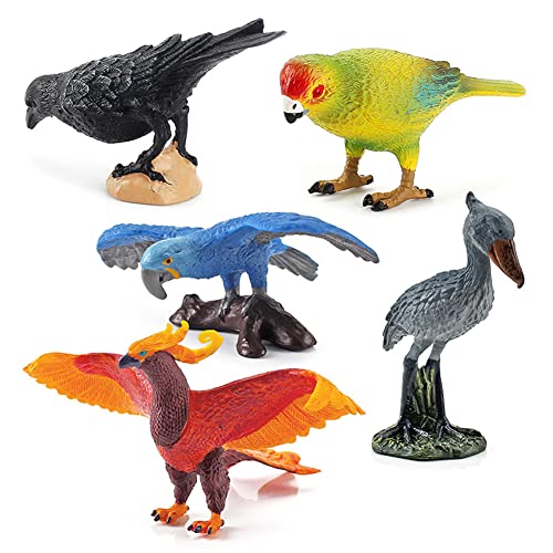 JAWSEU 5pcs Vogelfigur Realistische Vögel Figuren Spielfigur, Miniatur Vögel Tierfigur Realistische Kunststoff Vogel Spielzeug Set, Lernen Pädagogisches Spielzeug, Geschenk für Kinder Kleinkinder von JAWSEU