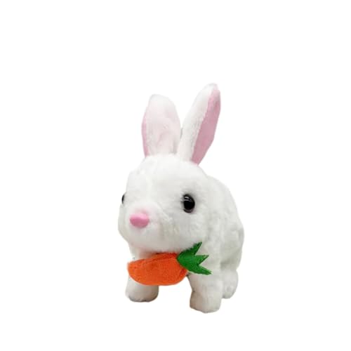 JAWSEU Elektrische Springende Kaninchen Plüsch Tier Puppe, Elektronisches Interaktives Kaninchen Spielzeug Plüsch Hase Interaktives Hüpfendes Kaninchen Haustier Ostern mit Geräuschen Bewegungen von JAWSEU