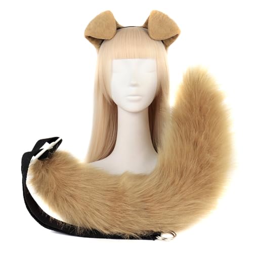 JAWSEU Hund Cosplay Kostüm Set, Fox Wolf Cosplay Tierohren Schwanz Set, Wolf Ohren Schwanz Kostüm Handgefertigtes Fuchs Wolf Ohren Halloween Kostüm Cosplay Kopf Zubehör Fuchsohren Schwanz Tierkostüm JAWSEU Hund Cosplay Kostüm Set, Fox Wolf Cosplay Tierohren Schwanz Set, Wolf Ohren Schwanz Kostüm Handgefertigtes Fuchs Wolf Ohren Halloween Kostüm Cosplay Kopf Zubehör Fuchsohren Schwanz Tierkostüm von JAWSEU