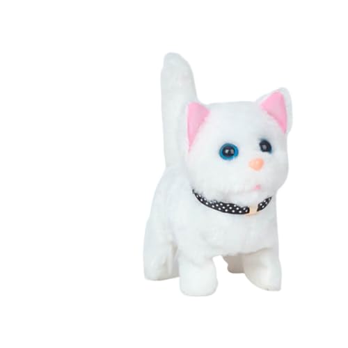JAWSEU Interaktives Plüschtier Katze, Elektronische Haustiere Roboter Katze Elektrisch Spielzeug für Kinder Katze Kuscheltier für Kinder Mit Gehen Bellen Schwanzwedeln Kinder Mädchen Junge Geschenk von JAWSEU