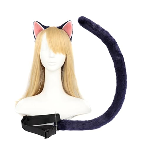 JAWSEU Katze Fox Wolf Cosplay Kostüm Set, Furry Fuchs Wolf Tail Kit Langer Wolf schwanz Ohren Stirnband Kunstpelz Langer Fuchs schwanz Katzenohren Stirnband Cosplay Kopf Zubehör Schwanz Tierkostüm von JAWSEU