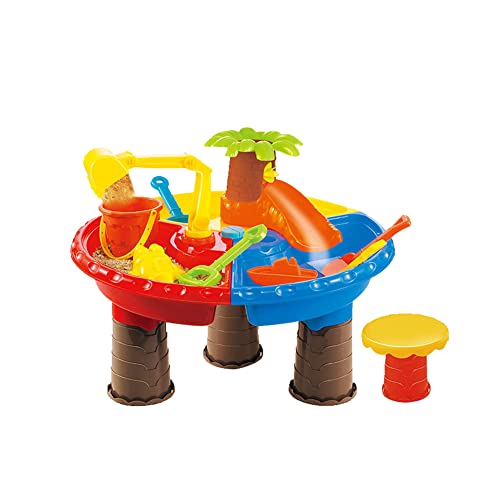 JAWSEU Kinder Sand Spieltisch Wasserspieltisch 4 in 1, Sandkasten mit verschiedenen Zubehörteilen, Outdoor-Spielzeug für Kleinkinder, inkl. 1 x Sand-Wassertisch-Spielzeug für Kinder von JAWSEU