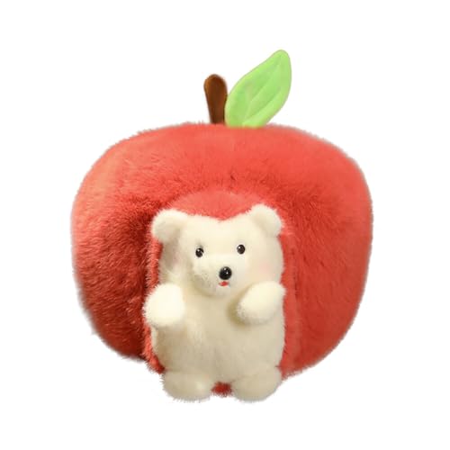 JAWSEU Kuschel Igel Plüschtier Hedgehog plüsch Igel Stofftier, Igel Tier Kissen Plüschtier Stofftier Kuscheltier Cartoon Apfel Kissen Igel Tierpuppe Obst Plüschpuppe Kissen Plüschtier Stofftier von JAWSEU