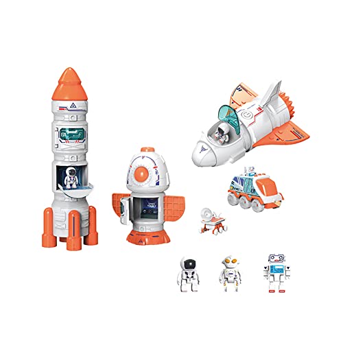 Spaceshuttle Abenteuer Weltraum Spielzeug mit Astronauten-Figur, Space Rover Spielzeug Rakete Spielzeug, Pädagogisches Spielzeug-Spielset Spielzeug Geschenk für Kinder Jungen von JAWSEU