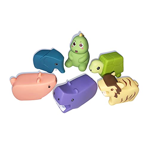 Badetiere Spielzeug ohne Löcher (6PCS),Badespielzeug ohne Löcher,Versiegelt ohne Löcher Badewanne Lernen Schildkröte,Nilpferd,Tiger,Elefant,Ferkel Badespielzeug von JAYSRIS