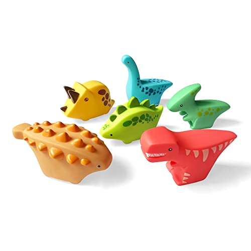 Dinosaurier Badespielzeug ohne Löcher(6 PCS),Babyweiches Badespielzeug Badewanne Lernen Dinosaurier Badespielzeug und Badespielzeug für Kleinkinder von JAYSRIS
