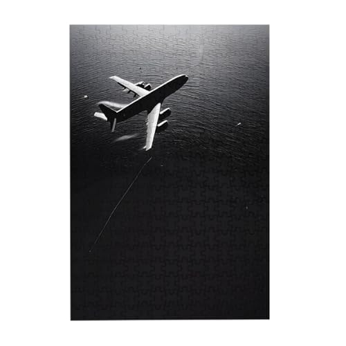 300-teiliges Bilderpuzzle aus Holz für Erwachsene, Familienspaß und Entspannung, Motiv: Flugzeug fliegt über das Meer von JAYWIS