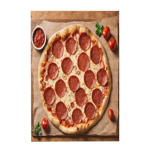 3D Pizza Pepperoni – Druck 300-teiliges Bilderpuzzle – Holz für Erwachsene, Familienspaß und Entspannungsgeschenk von JAYWIS
