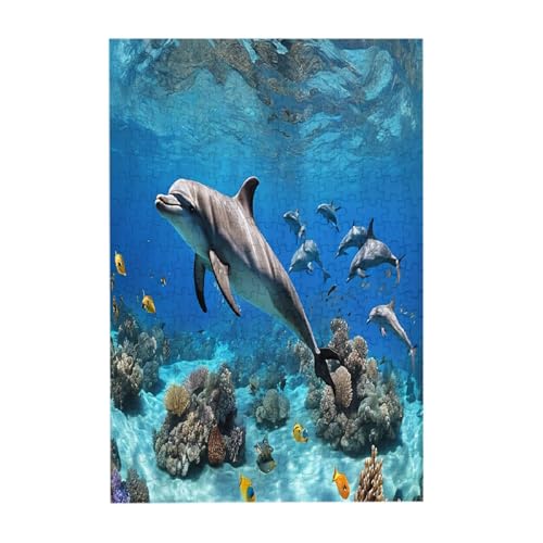 3D Unterwasserwelt Fisch Delphi – Druck 300 Teile Bilderpuzzle – Holz für Erwachsene, Familienspaß und Entspannungsgeschenk von JAYWIS