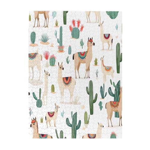 Alpaka-Lama – Druck 500 Teile Bilderpuzzles für Erwachsene, umweltfreundliches Holzpuzzle mit Bildern, Geschenk für Familienspaß und Entspannung von JAYWIS