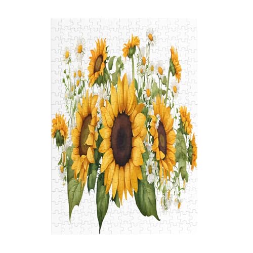 Bilderpuzzle aus Holz, Motiv: gelbe Sonnenblumen, weiße Blumen, 300 Teile, für Erwachsene, Familienspaß und Entspannungsgeschenk Bilderpuzzle aus Holz, Motiv: gelbe Sonnenblumen, weiße Blumen, 300 Teile, für Erwachsene, Familienspaß und Entspannungsgeschenk von JAYWIS