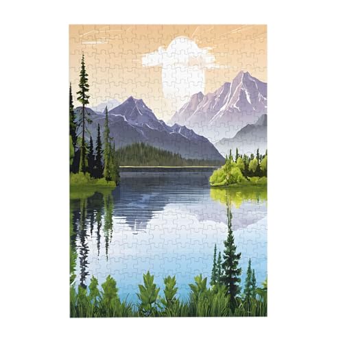 Bilderpuzzle mit Blick auf den Berg und See, Sonnentag, Natur, 300-teiliges Bilderpuzzle – Holz für Erwachsene, Familienspaß und Entspannungsgeschenk Bilderpuzzle mit Blick auf den Berg und See, Sonnentag, Natur, 300-teiliges Bilderpuzzle – Holz für Erwachsene, Familienspaß und Entspannungsgeschenk von JAYWIS